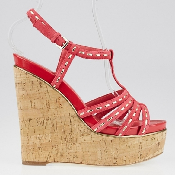 Christian Dior red leather wedge heels - Picture 2 of 10